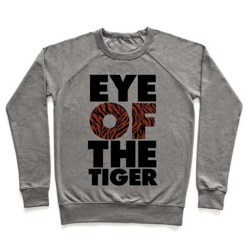 Virgin Teez  Pullover Crewneck Sweatshirt / x-small / Heathered Gray EYE OF THE TIGER CREWNECK SWEATSHIRT