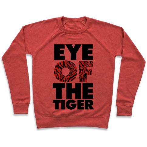 Virgin Teez  Pullover Crewneck Sweatshirt / x-small / Heathered Red EYE OF THE TIGER CREWNECK SWEATSHIRT