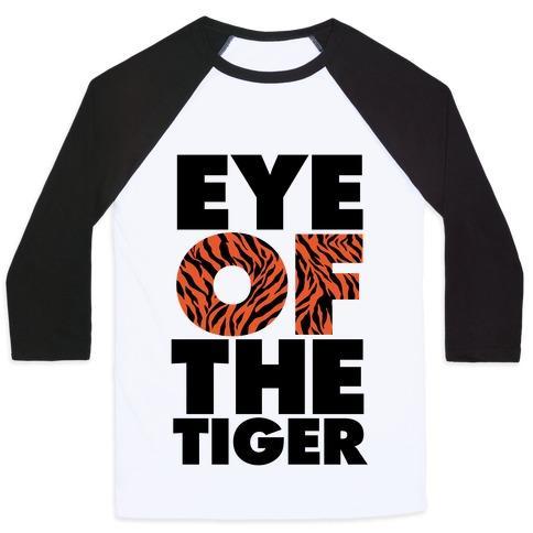 Virgin Teez  Baseball Tee Unisex Classic Baseball Tee / x-small / White/Black EYE OF THE TIGER UNISEX CLASSIC BASEBALL TEE
