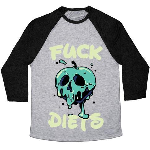 Virgin Teez  Baseball Tee Unisex Tri-Blend Baseball Tee / small / Athletic Gray / Black F*** DIETS UNISEX TRI-BLEND BASEBALL TEE