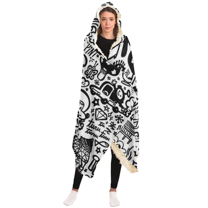 Abstract Pattren Hooded Blanket