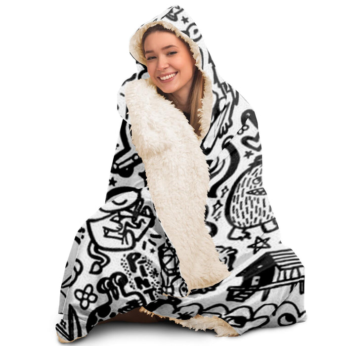 Abstract Pattren Hooded Blanket