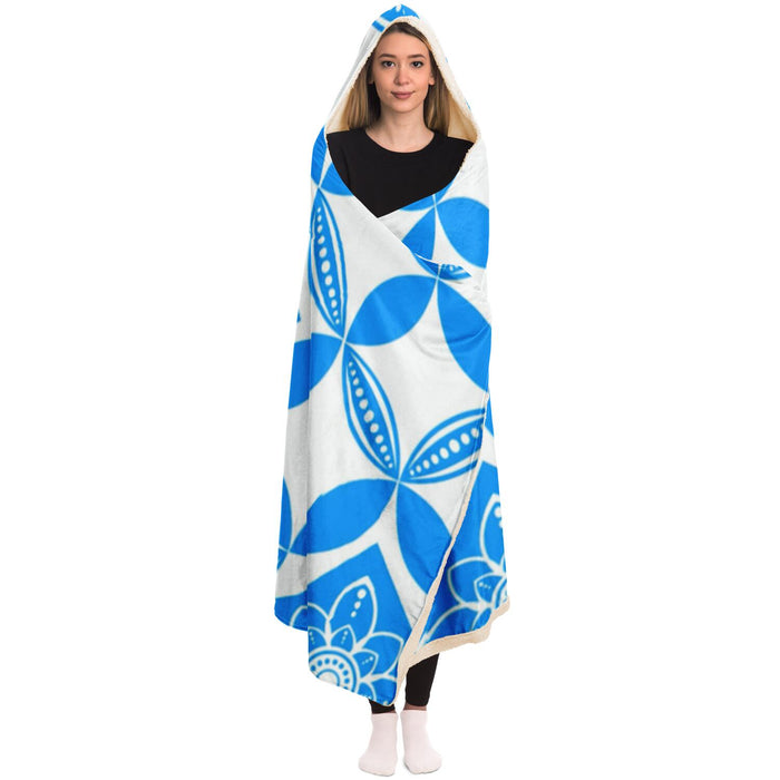 Flowery Pattern in blue Poster Hooded Blanket
