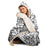 Floral BW Mandala Pattern Hooded Blanket