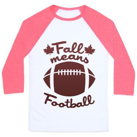 Virgin Teez  Baseball Tee Unisex Classic Baseball Tee / x-small / White/Neon Pink FALL MEANS FOOTBALL UNISEX CLASSIC BASEBALL TEE
