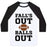 Virgin Teez  Baseball Tee Unisex Classic Baseball Tee / x-small / White/Black FALLS OUT BALLS OUT (FOOTBALL)' UNISEX CLASSIC BASEBALL TEE
