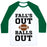 Virgin Teez  Baseball Tee Unisex Classic Baseball Tee / x-small / White/Dark Green FALLS OUT BALLS OUT (FOOTBALL)' UNISEX CLASSIC BASEBALL TEE