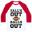 Virgin Teez  Baseball Tee Unisex Classic Baseball Tee / x-small / White/Red FALLS OUT BALLS OUT (FOOTBALL)' UNISEX CLASSIC BASEBALL TEE