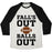 Virgin Teez  Baseball Tee Unisex Tri-Blend Baseball Tee / small / Oatmeal / Black FALLS OUT BALLS OUT (FOOTBALL)' UNISEX TRI-BLEND BASEBALL TEE