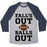 Virgin Teez  Baseball Tee Unisex Tri-Blend Baseball Tee / small / Athletic Gray / Navy FALLS OUT BALLS OUT (FOOTBALL)' UNISEX TRI-BLEND BASEBALL TEE