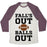 Virgin Teez  Baseball Tee Unisex Tri-Blend Baseball Tee / small / Oatmeal / Maroon FALLS OUT BALLS OUT (FOOTBALL)' UNISEX TRI-BLEND BASEBALL TEE