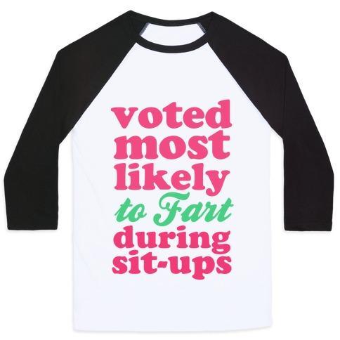 Virgin Teez  Baseball Tee Unisex Classic Baseball Tee / x-small / White/Black FART DURING SIT-UPS UNISEX CLASSIC BASEBALL TEE