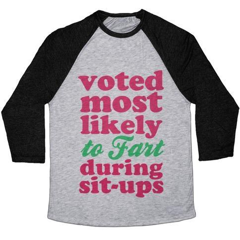 Virgin Teez  Baseball Tee Unisex Tri-Blend Baseball Tee / small / Athletic Gray / Black FART DURING SIT-UPS UNISEX TRI-BLEND BASEBALL TEE