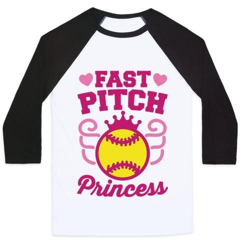 Virgin Teez  Baseball Tee Unisex Classic Baseball Tee / x-small / White/Black FAST PITCH PRINCESS UNISEX CLASSIC BASEBALL TEE