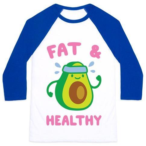 Virgin Teez  Baseball Tee Unisex Classic Baseball Tee / x-small / White/Blue FAT AND HEALTHY UNISEX CLASSIC BASEBALL TEE