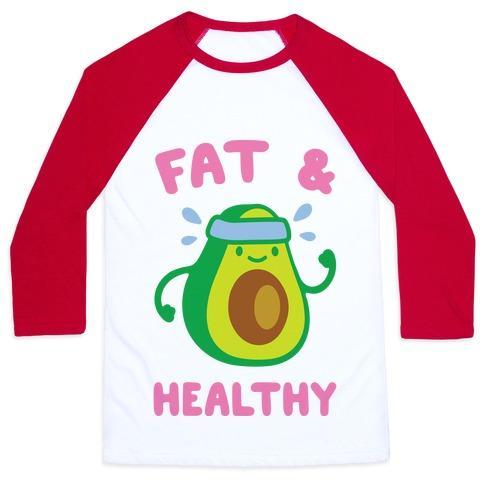 Virgin Teez  Baseball Tee Unisex Classic Baseball Tee / x-small / White/Red FAT AND HEALTHY UNISEX CLASSIC BASEBALL TEE