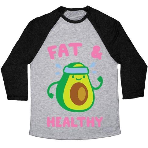 Virgin Teez  Baseball Tee Unisex Tri-Blend Baseball Tee / small / Athletic Gray / Black FAT AND HEALTHY UNISEX TRI-BLEND BASEBALL TEE