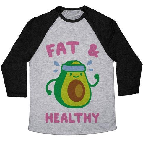 Virgin Teez  Baseball Tee Unisex Tri-Blend Baseball Tee / small / Athletic Gray / Black FAT AND HEALTHY UNISEX TRI-BLEND BASEBALL TEE