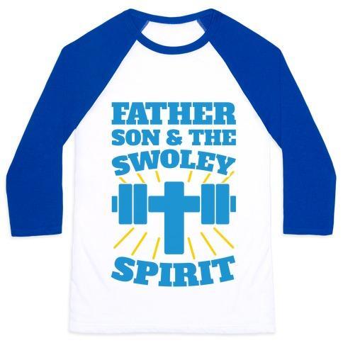 Virgin Teez  Baseball Tee Unisex Classic Baseball Tee / x-small / White/Blue FATHER SON & THE SWOLEY SPIRIT UNISEX CLASSIC BASEBALL TEE