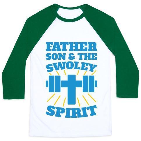 Virgin Teez  Baseball Tee Unisex Classic Baseball Tee / x-small / White/Dark Green FATHER SON & THE SWOLEY SPIRIT UNISEX CLASSIC BASEBALL TEE