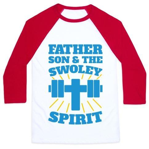 Virgin Teez  Baseball Tee Unisex Classic Baseball Tee / x-small / White/Red FATHER SON & THE SWOLEY SPIRIT UNISEX CLASSIC BASEBALL TEE
