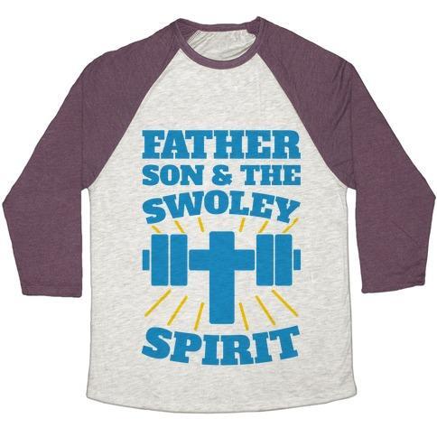 Virgin Teez  Baseball Tee Unisex Tri-Blend Baseball Tee / small / Oatmeal / Maroon FATHER SON & THE SWOLEY SPIRIT UNISEX TRI-BLEND BASEBALL TEE