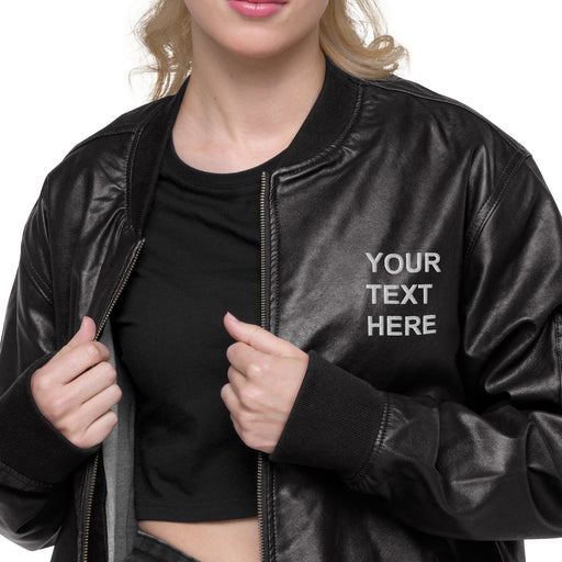 Personalized Embroidered Leather Jacket , Custom Leather Jacket, Embroidery With Your Own Text, Custom Unisex Leather jacket