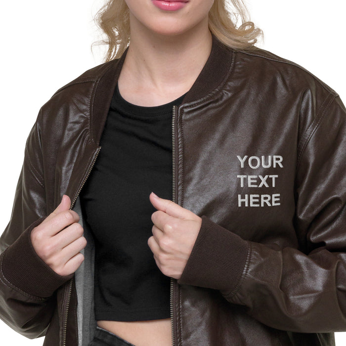 Personalized Embroidered Leather Jacket , Custom Leather Jacket, Embroidery With Your Own Text, Custom Unisex Leather jacket