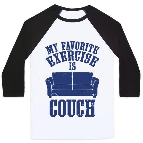 Virgin Teez  Baseball Tee Unisex Classic Baseball Tee / x-small / White/Black FAVORITE EXERCISE UNISEX CLASSIC BASEBALL TEE