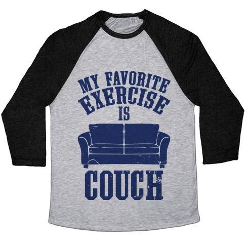Virgin Teez  Baseball Tee Unisex Tri-Blend Baseball Tee / small / Athletic Gray / Black FAVORITE EXERCISE UNISEX TRI-BLEND BASEBALL TEE