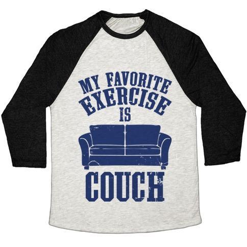 Virgin Teez  Baseball Tee Unisex Tri-Blend Baseball Tee / small / Oatmeal / Black FAVORITE EXERCISE UNISEX TRI-BLEND BASEBALL TEE