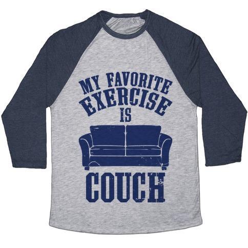 Virgin Teez  Baseball Tee Unisex Tri-Blend Baseball Tee / small / Athletic Gray / Navy FAVORITE EXERCISE UNISEX TRI-BLEND BASEBALL TEE