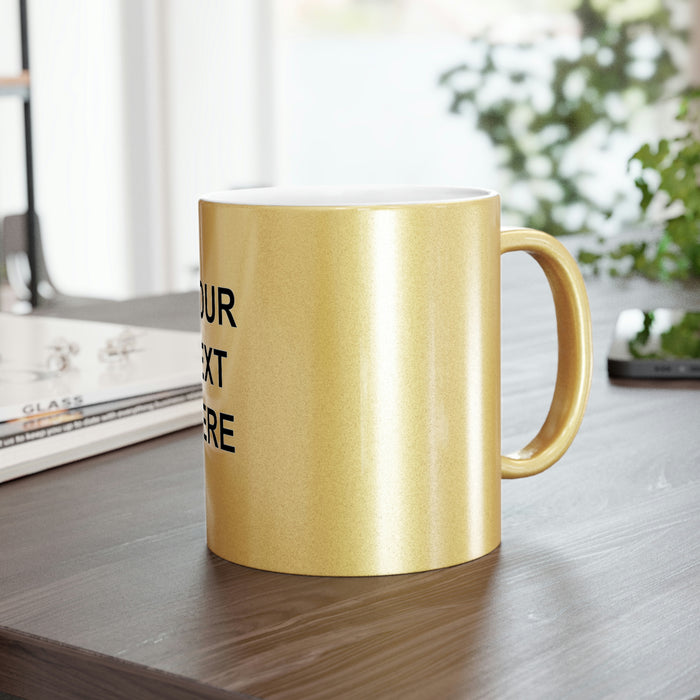 Custom Logo Metallic Mug, Team Logo Here Silver Golden Mug, Personalized Metallic Mug, Text on a Metallic Mug, Your Business Logo or Brand Logo Metallic Mug (Silver\Gold)