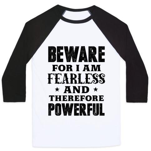 Virgin Teez  Baseball Tee Unisex Classic Baseball Tee / x-small / White/Black FEARLESS AND POWERFUL UNISEX CLASSIC BASEBALL TEE