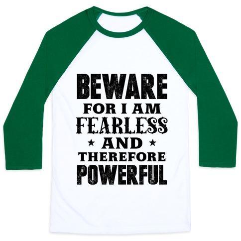 Virgin Teez  Baseball Tee Unisex Classic Baseball Tee / x-small / White/Dark Green FEARLESS AND POWERFUL UNISEX CLASSIC BASEBALL TEE