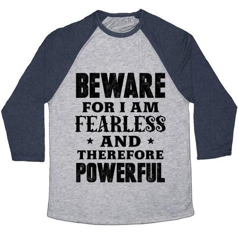 Virgin Teez  Baseball Tee Unisex Tri-Blend Baseball Tee / small / Athletic Gray / Navy FEARLESS AND POWERFUL UNISEX TRI-BLEND BASEBALL TEE