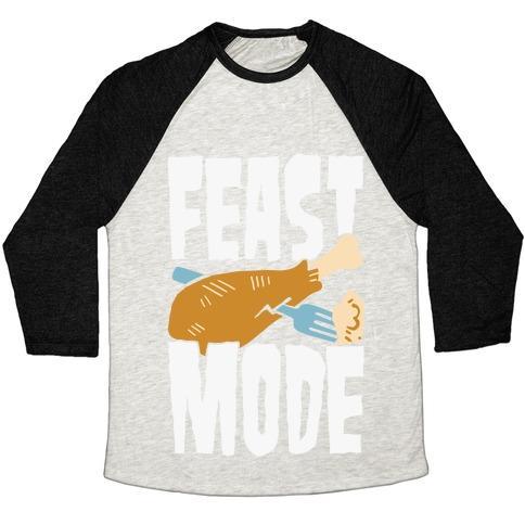Virgin Teez  Baseball Tee Unisex Tri-Blend Baseball Tee / small / Oatmeal / Black FEAST MODE UNISEX TRI-BLEND BASEBALL TEE