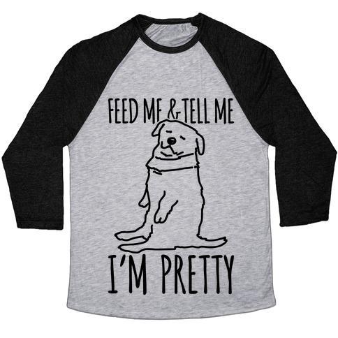 Virgin Teez  Baseball Tee Unisex Tri-Blend Baseball Tee / small / Athletic Gray / Black FEED ME AND TELL ME I'M PRETTY LITTLE FAT PARODY UNISEX TRI-BLEND BASEBALL TEE