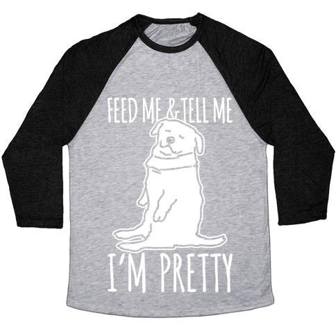Virgin Teez  Baseball Tee Unisex Tri-Blend Baseball Tee / small / Athletic Gray / Black FEED ME AND TELL ME I'M PRETTY LITTLE FAT PARODY WHITE PRINT UNISEX TRI-BLEND BASEBALL TEE