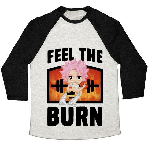 Virgin Teez  Baseball Tee Unisex Tri-Blend Baseball Tee / small / Oatmeal / Black FEEL THE BURN (NATSU) UNISEX TRI-BLEND BASEBALL TEE