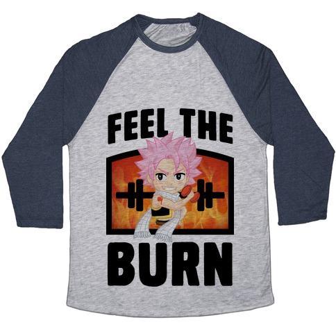 Virgin Teez  Baseball Tee Unisex Tri-Blend Baseball Tee / small / Athletic Gray / Navy FEEL THE BURN (NATSU) UNISEX TRI-BLEND BASEBALL TEE