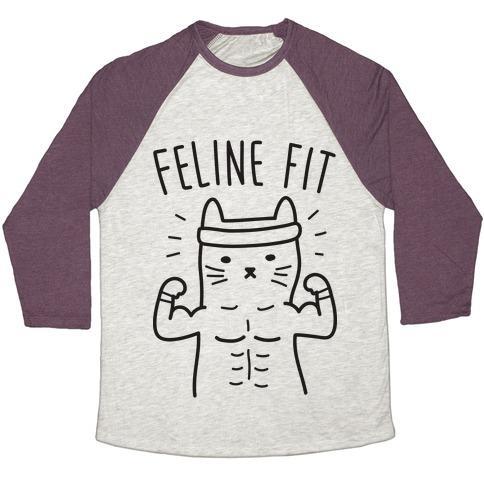 Virgin Teez  Baseball Tee Unisex Tri-Blend Baseball Tee / small / Oatmeal / Maroon FELINE FIT UNISEX TRI-BLEND BASEBALL TEE