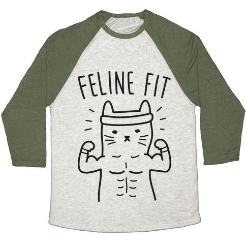 Virgin Teez  Baseball Tee Unisex Tri-Blend Baseball Tee / small / Oatmeal / Moss FELINE FIT UNISEX TRI-BLEND BASEBALL TEE
