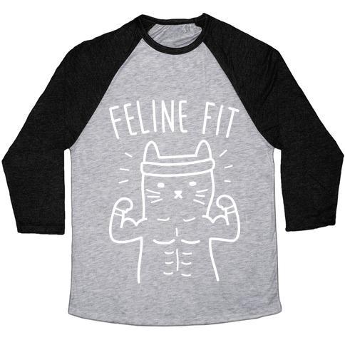 Virgin Teez  Baseball Tee Unisex Tri-Blend Baseball Tee / small / Athletic Gray / Black FELINE FIT (WHITE) UNISEX TRI-BLEND BASEBALL TEE
