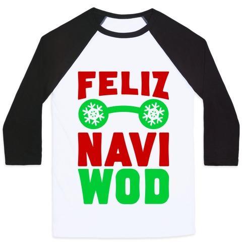 Virgin Teez  Baseball Tee Unisex Classic Baseball Tee / x-small / White/Black FELIZ NAVI-WOD UNISEX CLASSIC BASEBALL TEE