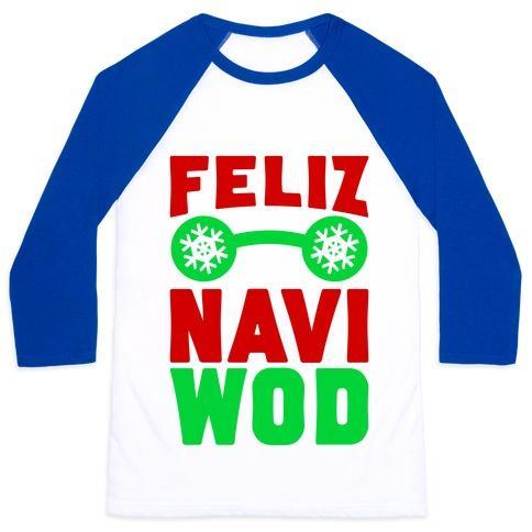 Virgin Teez  Baseball Tee Unisex Classic Baseball Tee / x-small / White/Blue FELIZ NAVI-WOD UNISEX CLASSIC BASEBALL TEE