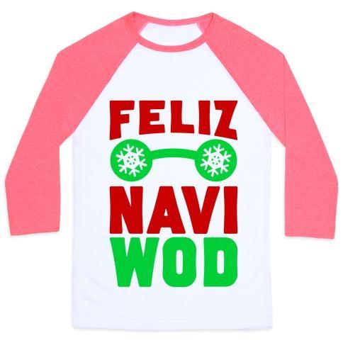 Virgin Teez  Baseball Tee Unisex Classic Baseball Tee / x-small / White/Neon Pink FELIZ NAVI-WOD UNISEX CLASSIC BASEBALL TEE