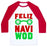 Virgin Teez  Baseball Tee Unisex Classic Baseball Tee / x-small / White/Red FELIZ NAVI-WOD UNISEX CLASSIC BASEBALL TEE