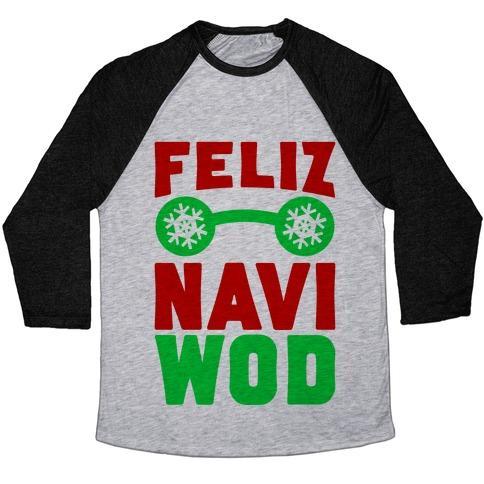 Virgin Teez  Baseball Tee Unisex Tri-Blend Baseball Tee / small / Athletic Gray / Black FELIZ NAVI-WOD UNISEX TRI-BLEND BASEBALL TEE