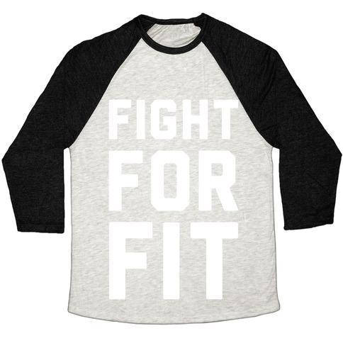 Virgin Teez  Baseball Tee Unisex Tri-Blend Baseball Tee / small / Oatmeal / Black FIGHT FOR FIT UNISEX TRI-BLEND BASEBALL TEE